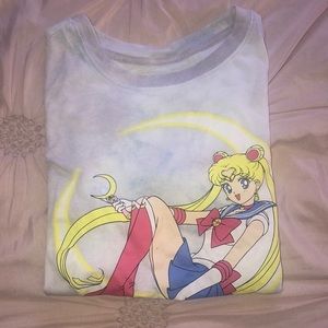 Purple wash Sailor moon crop top tee
